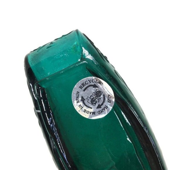 Vintage Vidrios de Levante Hand Blown Teal Glass Flask Bottle Filigree - Picture 4 of 8